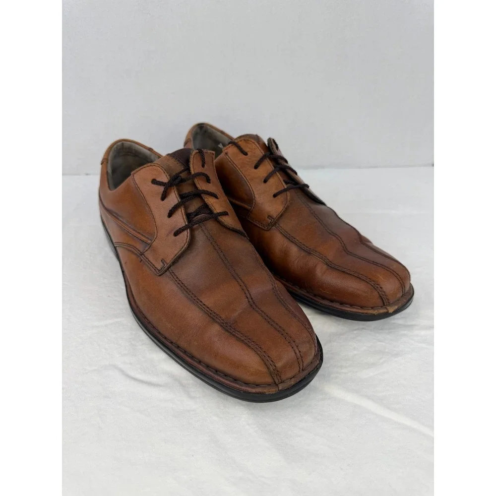 Clarks Mens Tan Leather Square Toe Oxford Dress‎ Shoes 72536 Brown Size 11.5 M
